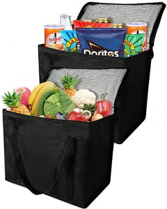 Insulated Reusable Grocery Bag with Zippered Top, XL
