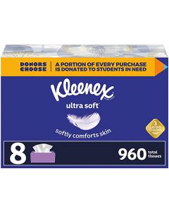 Kleenex Ultra Soft Facial Tissues, 8 Flat Boxes